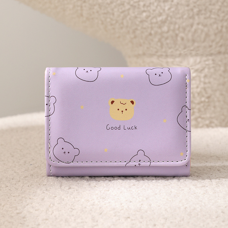 シンプルでかわいい子猫和風レディースバックルコインポジションハンドストラップレディース多機能ショートウォレット財布カードホルダー|undefined