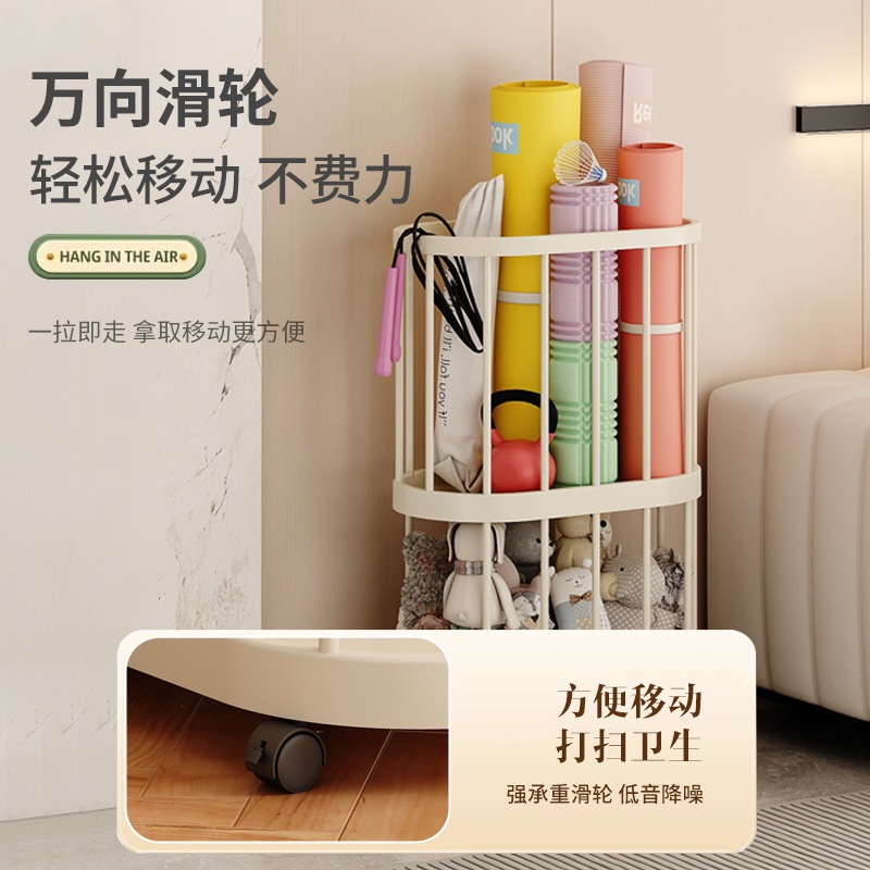 移动脏衣篓双层置物架家用健身器材收纳篮入户门雨伞收纳架收纳筐|undefined