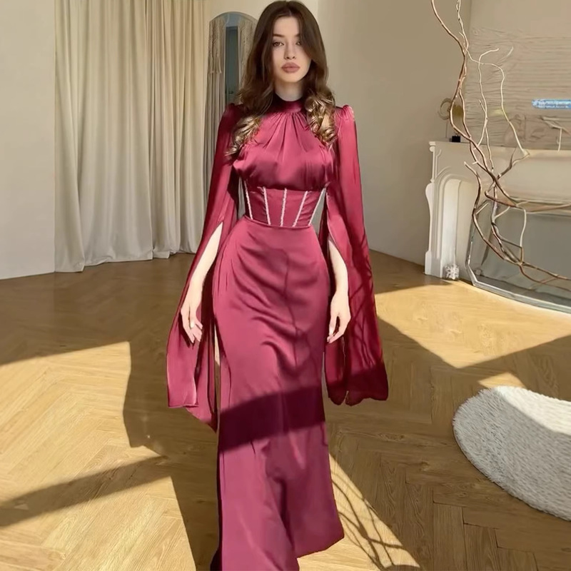 Spring Amazon Women's Elegant and Fashionable Flowing Dress, European and American Style, 2025 New Stylish Long-Sleeve Long Dress Spring Amazon Women's Elegant and Fashionable Flowing Dress, European and American Style, 2025 New Stylish Long-Sleeve Long Dress