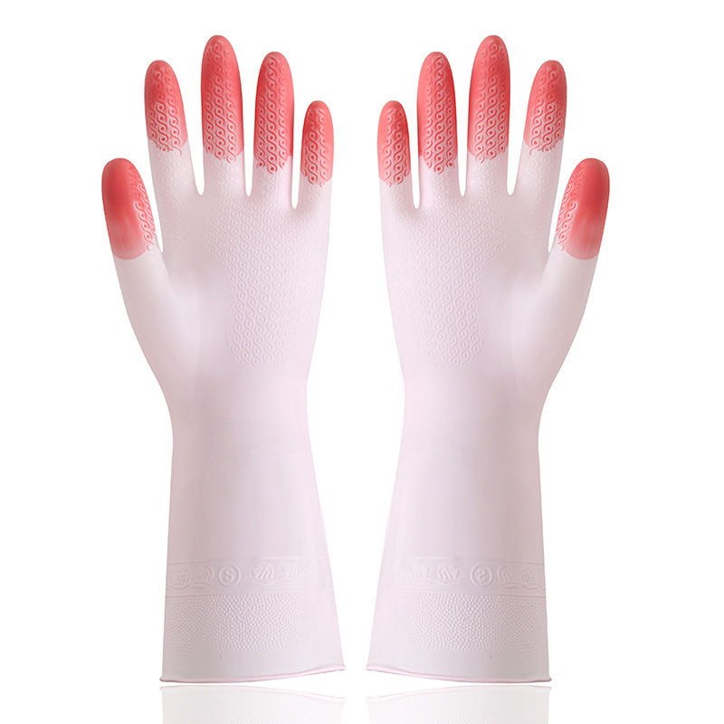 Guantes de limpieza del hogar lavaplatos y lavado de vegetales duradera impermeable lavado femenino tazón Limpieza de goma guantes de cuero al por mayor