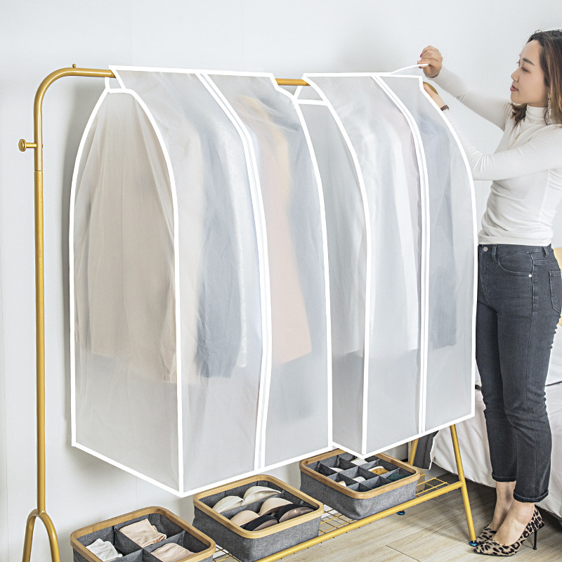 Ropa cubierta de polvo colgando Hogar Abrigo abajo chaqueta traje totalmente transparente ropa colgando bolsa armario ropa de almacenamiento cubierta