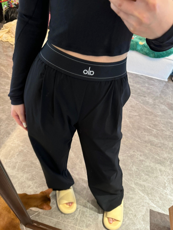 Alo yoga休闲运动长裤梭织阔腿裤高腰织带宽松显瘦轻薄速干神裤女|undefined