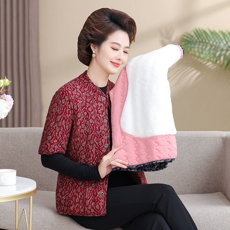 Люди среднего и пожилого возраста хлопчатобумажные пальто с короткими рукавами для женщин зимой