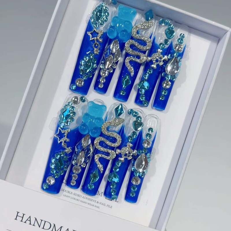 Cross-Border Wearable Nails Purely Handmade European and American [Christmas] Accessible Luxury Hot-Selling Boutique Fake Nails Dropshipping Wholesale