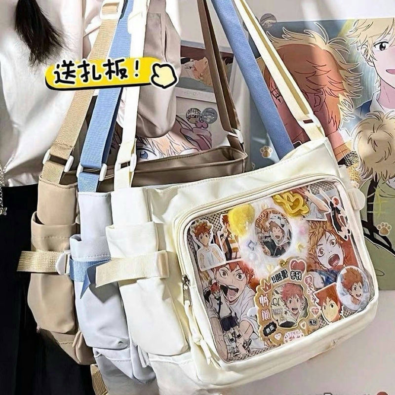 カレッジスタイル多用途シンプル大容量メッセンジャーバッグレディース透明バーショルダーバッグクロスボディベビーバッグ痛バッグトートバッグ|undefined