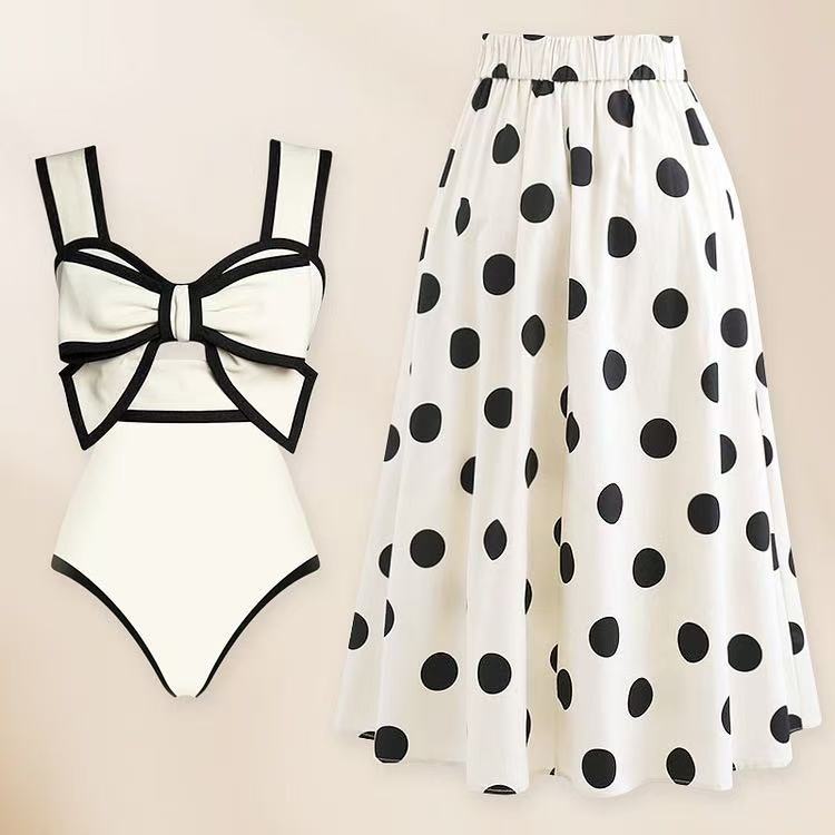 Modischer Damen Badeanzug Mit Schleife Und Rock Im Retro Design_voghion.com