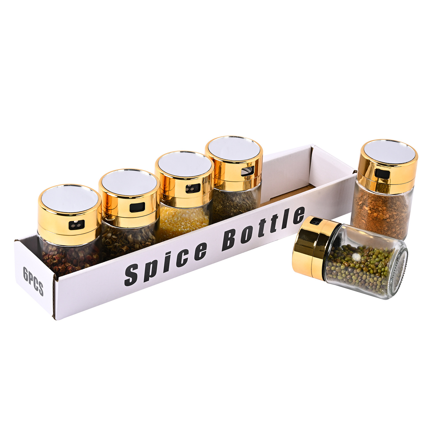 Venta caliente transfronteriza cocina de acero inoxidable Luz de lujo de vidrio condimento tarro traje hogar sellado de vidrio condimento tarro al por mayor