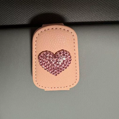 Car Glasses Clip/Bill Clip Car Sun Visor Storage Gadget - pink-heart-shaped-eyelash-curler