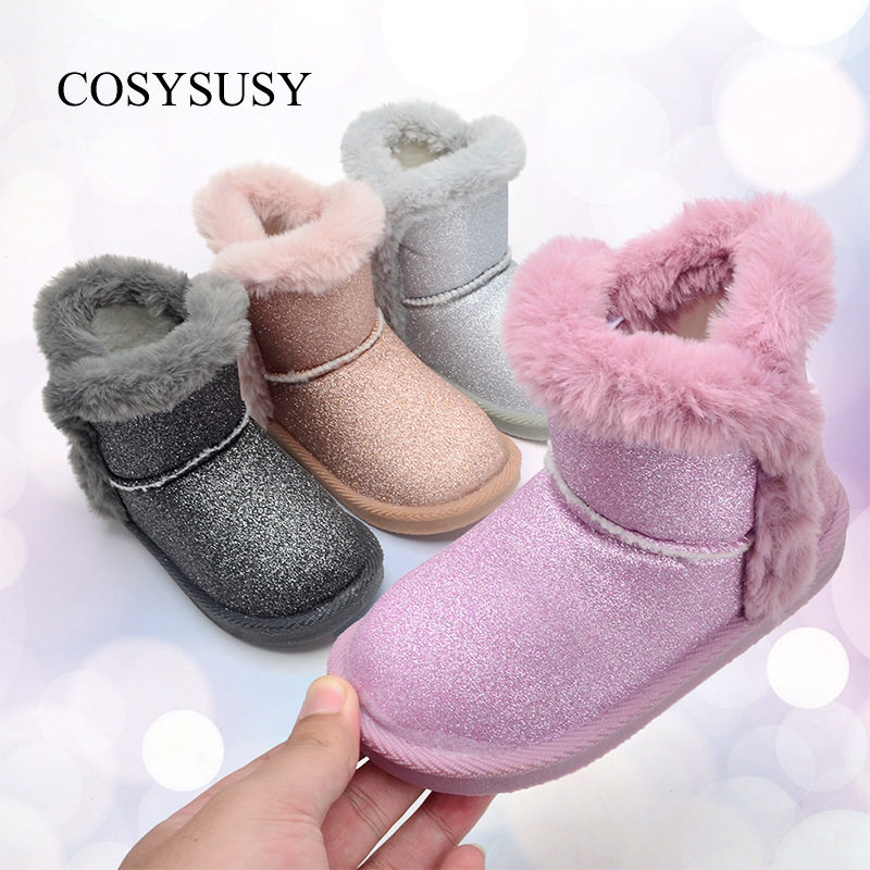 外贸女童雪地靴2022冬季保暖舒适女孩棉靴加绒中筒童鞋kids boots|ru