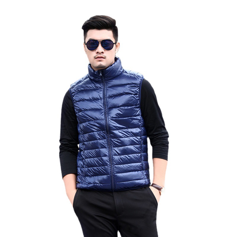 Suministro transfronterizo Nueva chaqueta de abajo chaleco ligero cuello de pie slim fit Plus tamaño de los hombres Chaleco corto de fábrica al por mayor