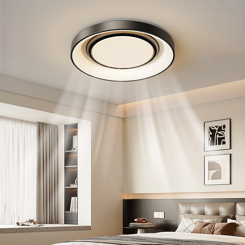 Lámpara de ventilador de dormitorio medieval sin hojas retro simple atmósfera de espectro completo brillante protección de ojos lámpara de ventilador invisible 461L