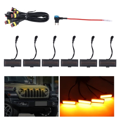 Jeep Wrangler Jl 24-25 Years: Gündüz işıqları - one-to-six-black-shells-and-yellow-lights