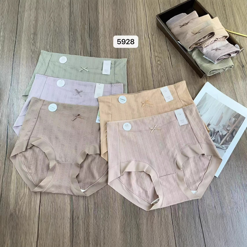 5928 Plus-Size Jacquard Cotton Mid-Waist Women's Underwear Wholesale Special Price Stock Clearance Live Broadcast Underwear Wholesale