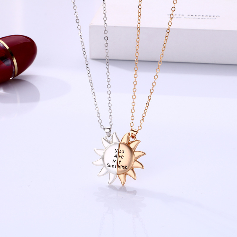 Casual Simple Style Sun Alloy Plating Valentine's Day Couple Pendant Necklace display picture 1