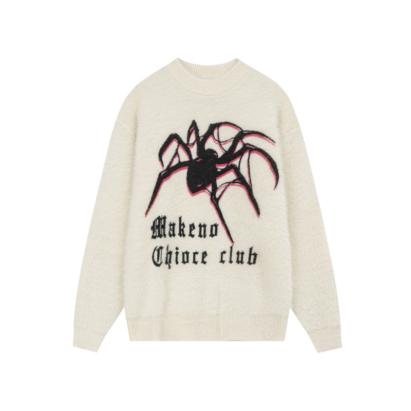 Vêtements pour hommes, design de niche de rue, sens du mohair, marque de mode Spider, style paresseux, pull décontracté ample_voghion.com