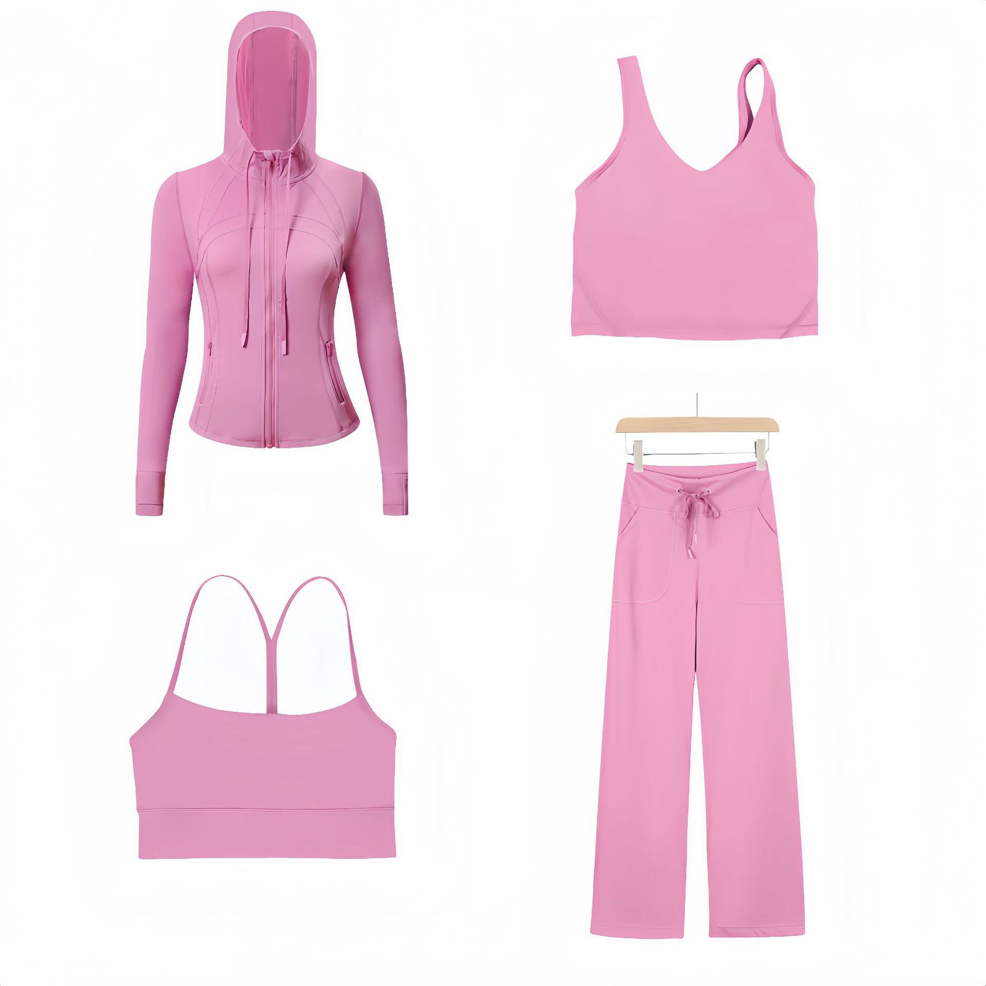 Dames sportset 4-delig slim fit met capuchon jack en broek_voghion.com