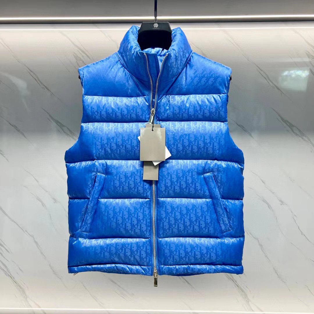 Autumn and winter dark pattern presbyted flower stand collar zipper goose down filling new men's down vest men vest coat