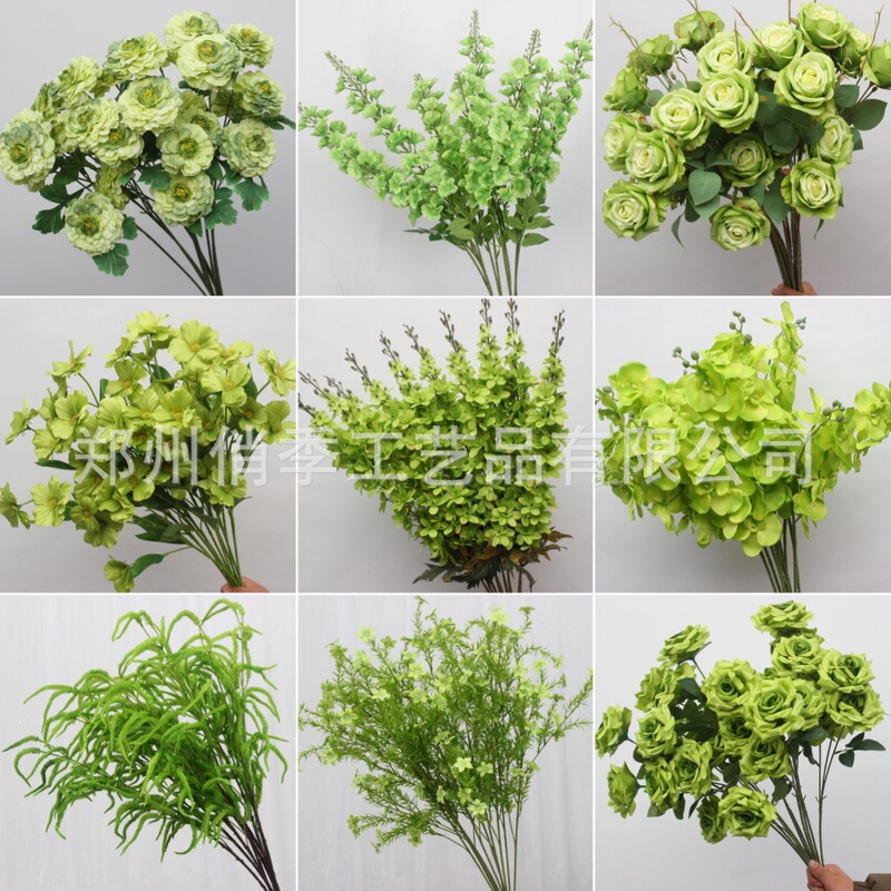 Wedding Artificial Flower Forest Green Plant Leaves Wedding Flower Material with Leaves Hotel Floral Decoration Flower Arrangement Ceiling Fake Leaves