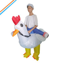 成人白色公雞充氣服派對舞台卡通人偶服坐騎行走聖誕節表演服