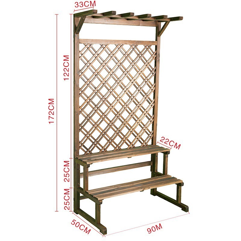 Soporte de flores de madera anticorrosión Soporte de maceta rejilla de piso estante de flores de patio interior madera maciza terraza de varios pisos al aire libre