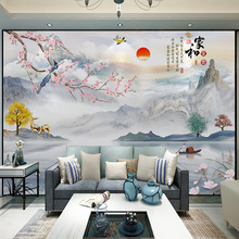 2021新中式电视背景墙纸现代简约轻奢壁布8d客厅沙发书房卧室壁画