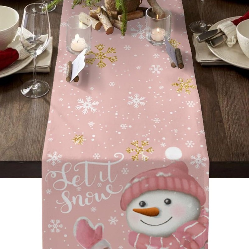 国境を越えて人気のクリスマステーブル旗サンタクロースヘラジカ雪だるま亜麻プリント客間茶卓装飾品|undefined