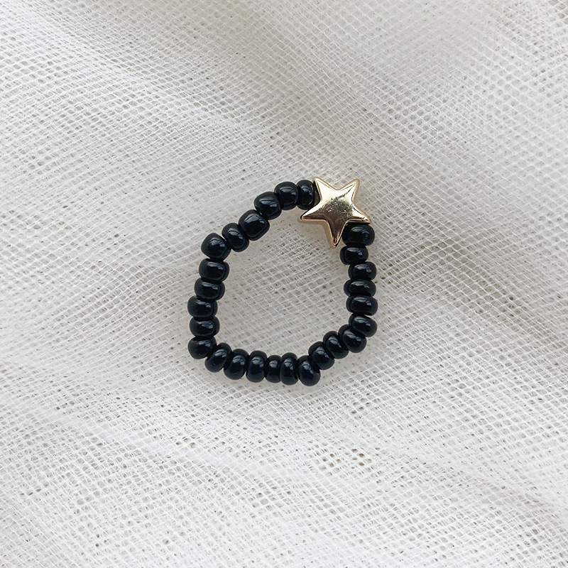 Fashion Pentagram Beaded Beaded Womenu0027S Rings