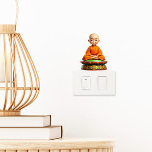 Creative Zen Little Monk Wall Decoration Wall Stickers Switch Stickers Layout Bedroom Room Living Room Wall Stickers