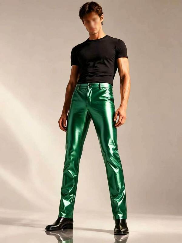 70S and 80S Men's Metallic Shiny Disco Pants, Party Dance Straight-Leg Shiny Pants 70S and 80S Men's Metallic Shiny Disco Pants, Party Dance Straight-Leg Shiny Pants