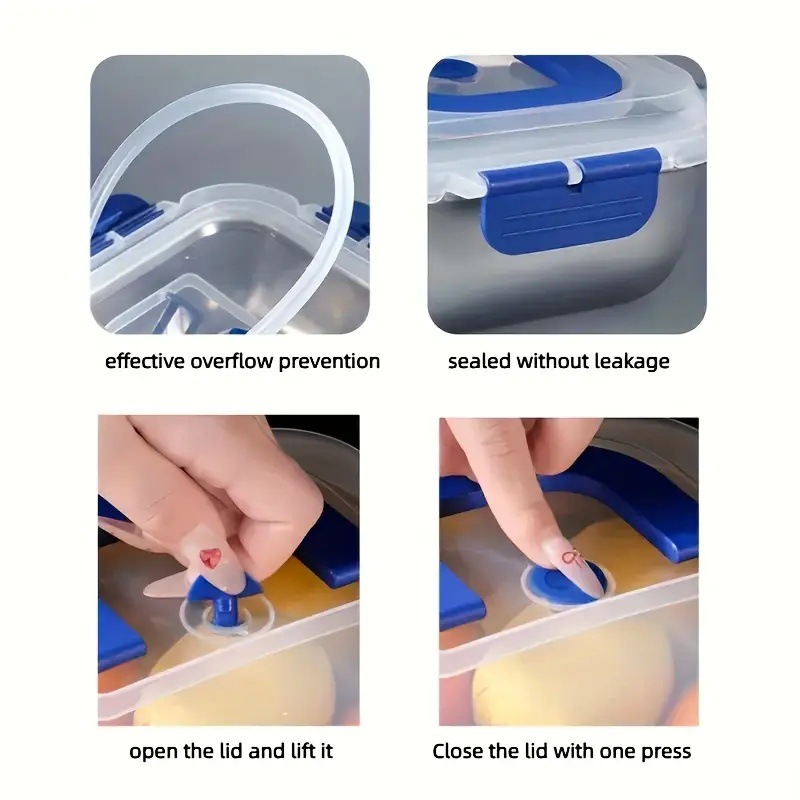 Fábrica de acero inoxidable caja de almacenamiento de sello doméstico portátil caja de frutas de picnic caja de almacenamiento refrigerador congelación
