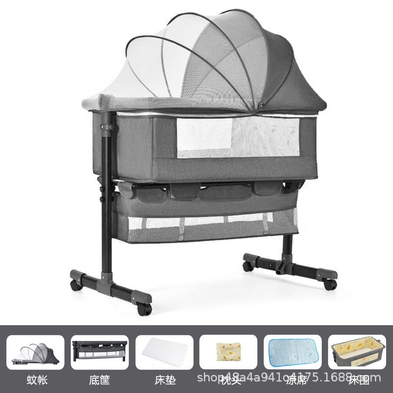 Cama multifuncional para recién nacidos, cama grande, cama para bebés, cuna plegable, elevación móvil y portátil image 32