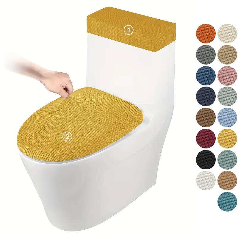 Verdickte Toilettensitzbezug aus Maisseide mit Jacquardmuster, Wassertankabdeckung, Hotel- und Hausbedarf, universelle elastische Toilettendeckelbezug