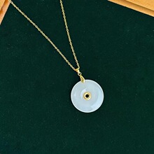 玉髓金镶玉吊坠 玛瑙平安扣男女款饰品挂件直播礼品厂家直销