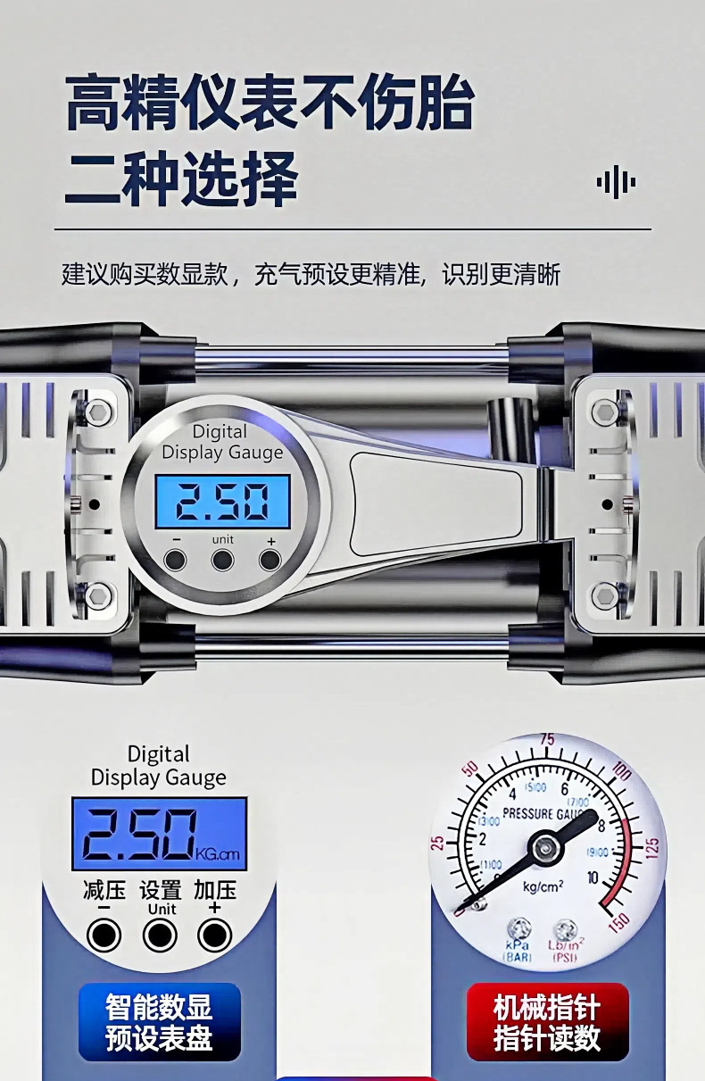 Car Air Pump, Dual-Cylinder Portable High-Power Car Tire Inflator, Electric Air Pump, High-Pressure Inflator