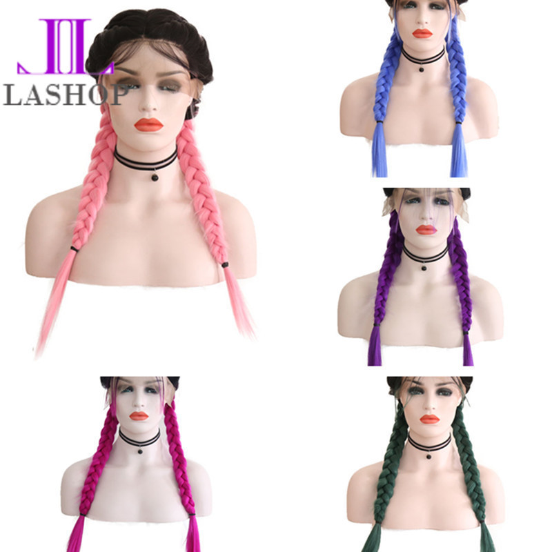 multi-color front lace braided wigs wome...