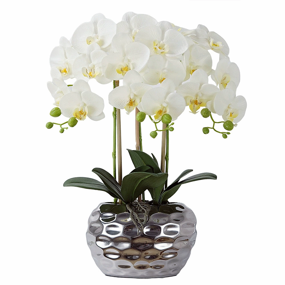 Симуляция искусственный цветок Phalaenopsis в горшке набор искусственного цветка из шелка