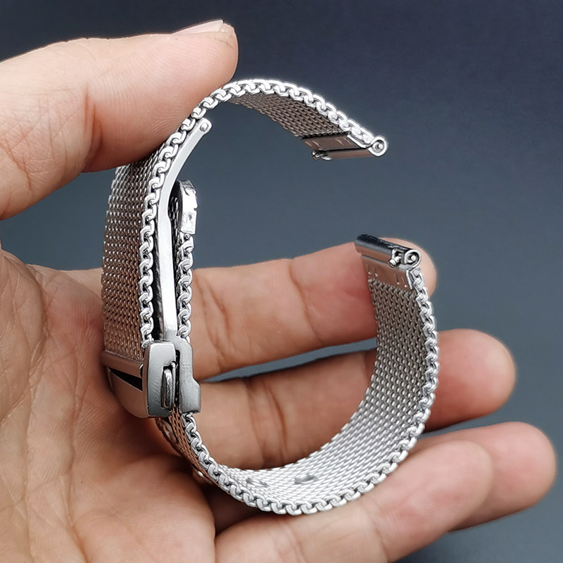 2023 nuevo 20 22mm ensalada completa seda caballito de mar 007 hebilla plegable mariposa Correa malla acero inoxidable