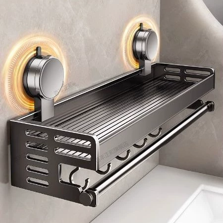 С suction-cup стойка для ванной без сверления из алюминия, 30–60 см с крючками/прутями