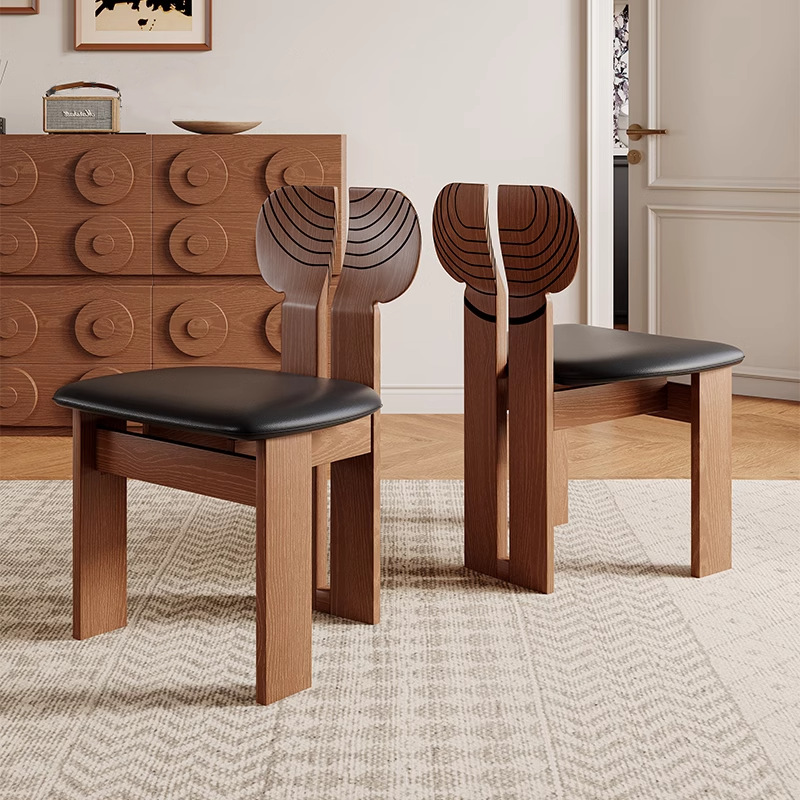 Danvas retro silla de comedor de alta calidad diseñador de madera sólida silla de cola de pescado tallada silla de comedor de madera de cera blanca