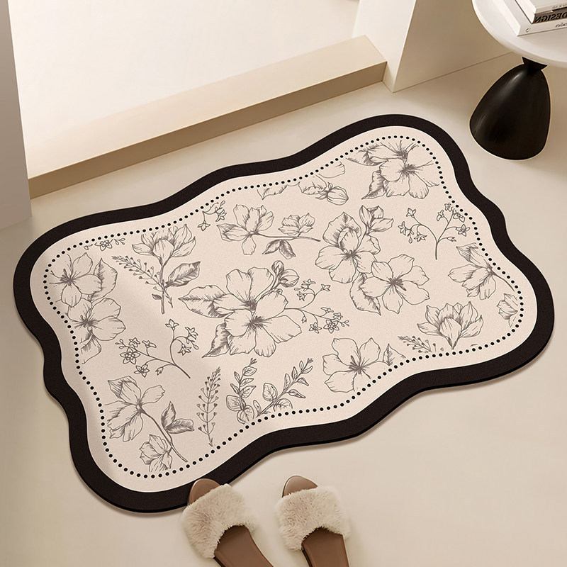 Cross-Border In-Stock European-Style Retro Light Luxury Cloud-Shaped Household Easy-Care Bathroom Mat Absorbent Diatomaceous Earth Mat