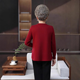 中老年妈妈针织开衫时尚马甲上衣两件套老太太宽松毛衣秋冬风，女装套装/套裙，妃慕昵服饰