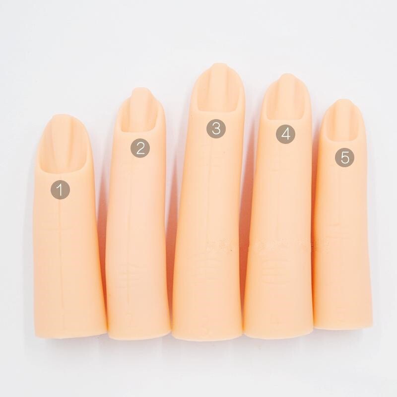 Manicure silicone fake finger nail finger model practice finger hand model simulation fake hand nail piece 5 pcs/set