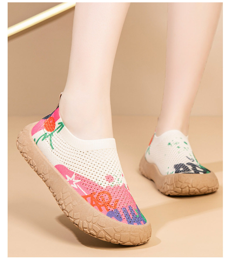 Giày lười nữ thân lưới dệt thoáng khí họa tiết hoa vẽ màu, đế mềm gót thấp 1–3 cm — DK550 - Graffiti [Hộp], DK550 - Màu Bohemian [Hộp], DK550-Hoa [Đóng hộp] chi tiết 14