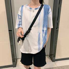 扎染短袖t恤女夏2021年新款宽松韩版ins潮原宿风日系chic港味上衣