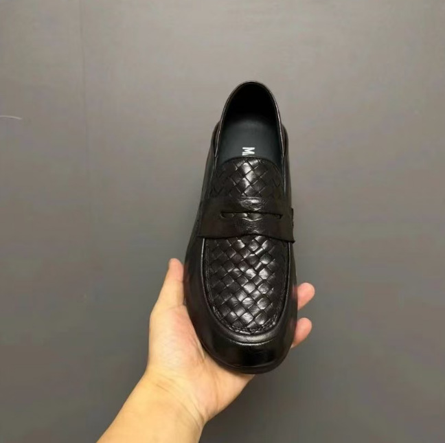 L731-15 Woven Style First-Layer Cowhide Loafers, Two-Way Wear, All-Season Men's Shoes