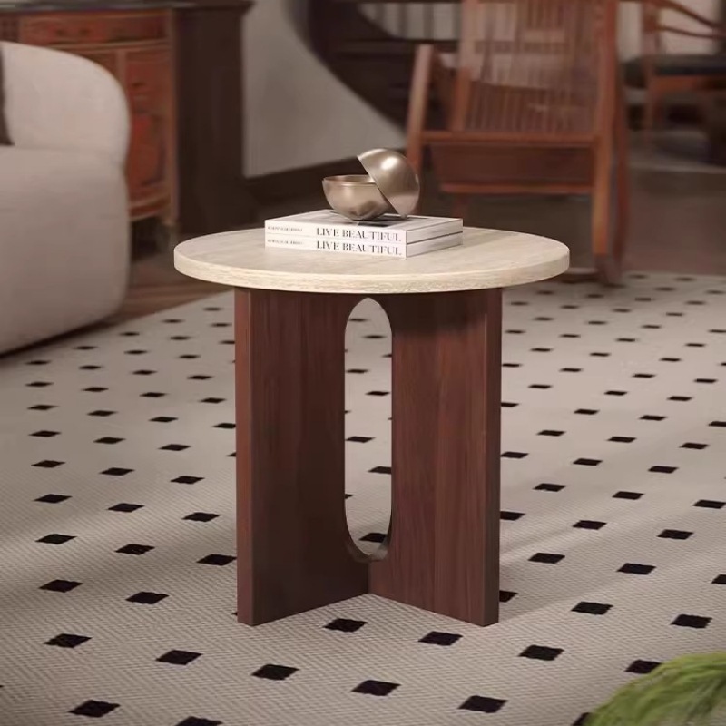 寂風洞石辺のいくつかの小さなお茶のいくつかのレトロなリビングルームのソファーの隣のテーブルの角のいくつかの民宿の原木のベッドの頭の箱の小さい円卓|undefined