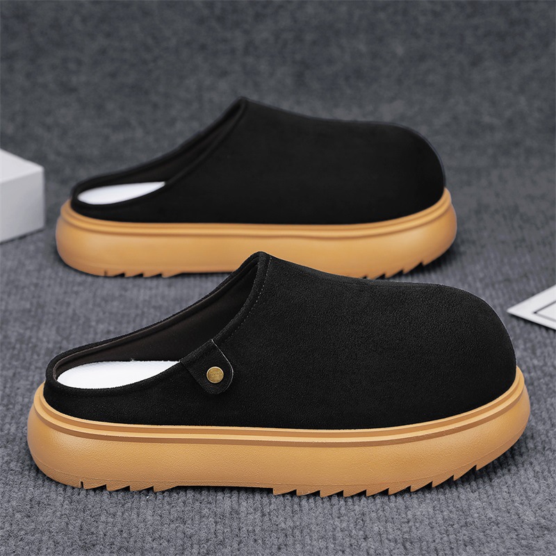 Retro explosión de zapatillas de bolsillo grueso para hombres 2025 nuevos zapatos de verano de un pie Boerken