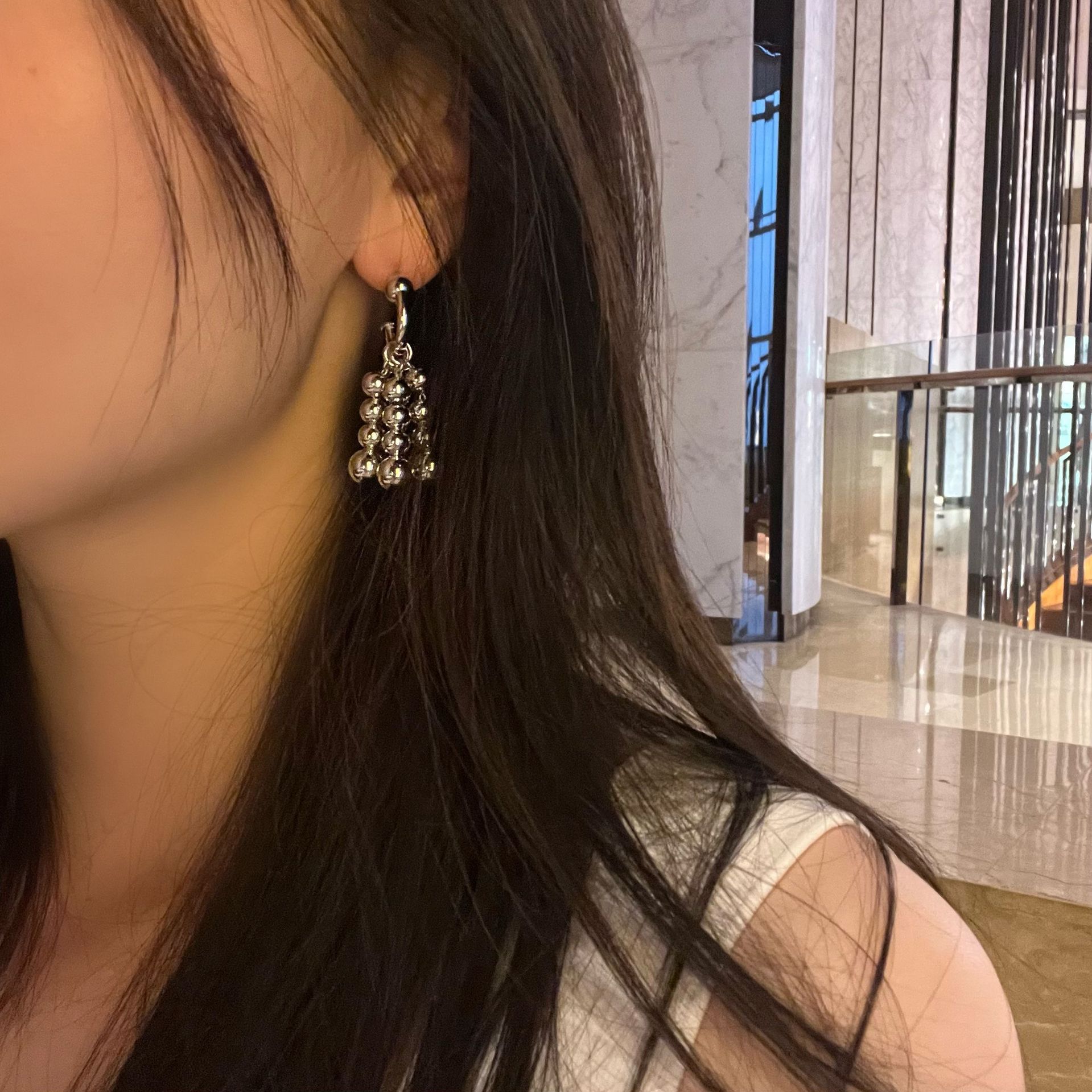 1 Pair Streetwear Geometric Tassel Plating Alloy Drop Earrings display picture 3