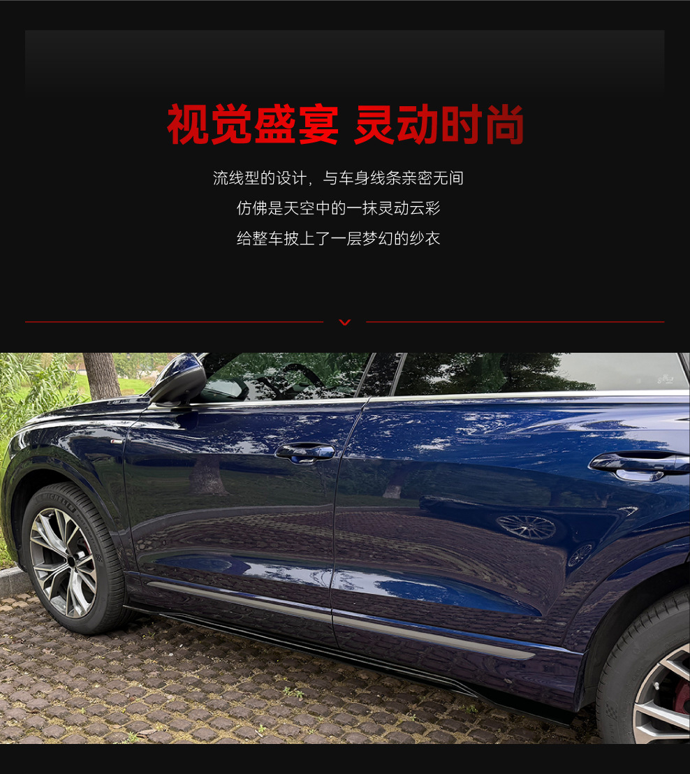 Suitable for 2019+ Audi Q8 Sq8 Sline Dedicated Abs Side Skirt Spoiler Surround Cross-Border Modification