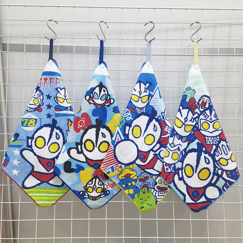 33x33cm Ultraman Man Nebula Boy Cartoon Pure Cotton Kidsren Adult Hand Wiping Face Wash Hanging Towel